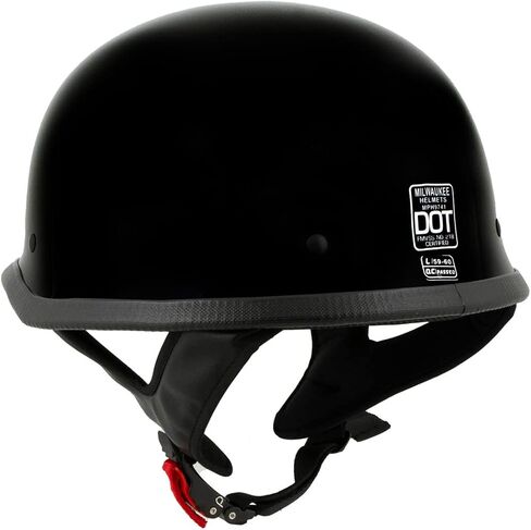 Milwaukee Helmets MPH9741DOT 'Motorrad' DOT German Style Gloss Black Half Face Motorcycle Helmet for Men and Women Biker - Large in Saudi Arabia