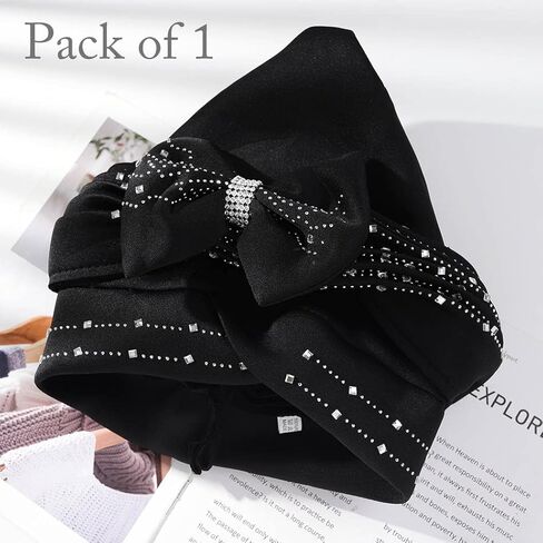 قبعة عمامة بأحجار الراين من Urieo، ربطة عنق سوداء، أغطية رأس كريستالية عتيقة للنساء in Kuwait