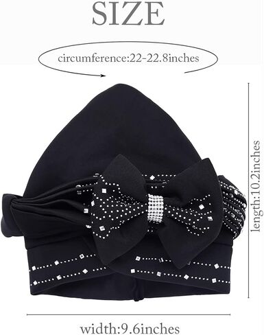 قبعة عمامة بأحجار الراين من Urieo، ربطة عنق سوداء، أغطية رأس كريستالية عتيقة للنساء in Kuwait