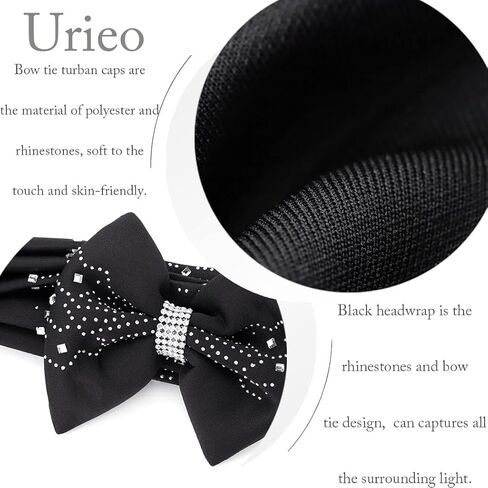 قبعة عمامة بأحجار الراين من Urieo، ربطة عنق سوداء، أغطية رأس كريستالية عتيقة للنساء in Kuwait