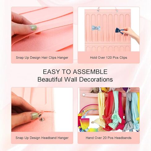 منظم حامل فيونكة الشعر للفتيات عصابات الرأس ومشابك الشعر وشماعة تخزين الشعر وإكسسوارات الشعر باللون الوردي in Kuwait