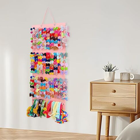 منظم حامل فيونكة الشعر للفتيات عصابات الرأس ومشابك الشعر وشماعة تخزين الشعر وإكسسوارات الشعر باللون الوردي in Kuwait