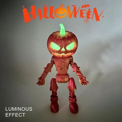 3D Printed Pumpkin Man Statue, Thriller Style Indoor Ornament, Jointed Movable Glow-in-The-Dark Figure, Souvenir (Luminous Blue &Luminous Green) in Saudi Arabia
