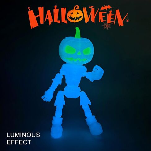3D Printed Pumpkin Man Statue, Thriller Style Indoor Ornament, Jointed Movable Glow-in-The-Dark Figure, Souvenir (Luminous Blue &Luminous Green) in Saudi Arabia