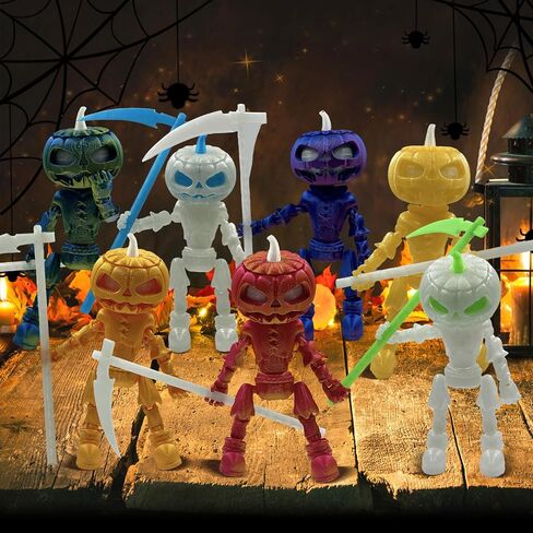 3D Printed Pumpkin Man Statue, Thriller Style Indoor Ornament, Jointed Movable Glow-in-The-Dark Figure, Souvenir (Luminous Blue &Luminous Green) in Saudi Arabia