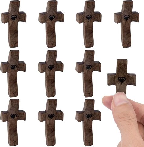 MUFEIRUO Cross My Heart صليب خشبي، 3 قطع صليب صغير محمول باليد، صليب مريح يخفف من القلق للصلاة، هدية تشجيعية للمعمودية المثالية أو هدية المناولة الأولى للأولاد والبنات in Saudi Arabia