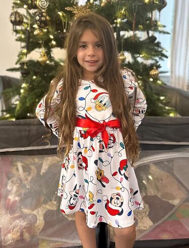 Disney Princess Frozen Elsa Minnie Mickey Stitch Ruffle Sleeve Dress A Line Long Sleeve Kids Clothes Baby to Toddler in Kuwait