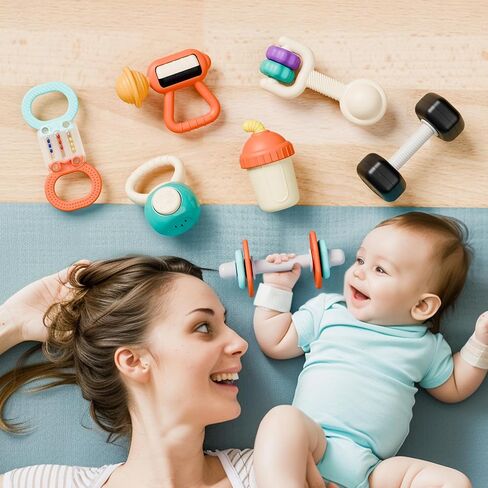 iPlay, iLearn Baby First Gym Rattle Set, Infant Teething Rattles for 3-6 Month, Newborn Sensory Development Stroller Toy, Babies Birthday Present Shower Gift for 4 5 7 8 9 10 12 Month Toddler Boy Girl in Saudi Arabia