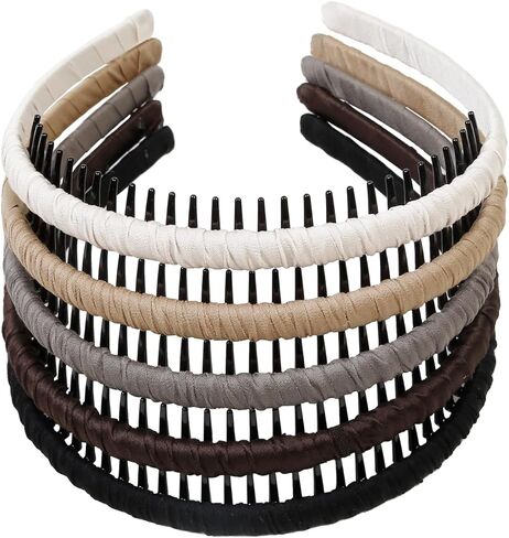 WOWOVOWOVO Thin Headbands for Women Girls Men Plastic Hairbands Fashion Non Slip Elastic Head Bands for Thick Hair Accessories (5 Packs) in Saudi Arabia