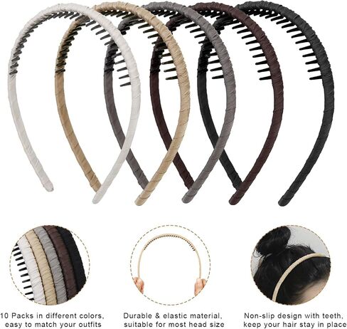 WOWOVOWOVO Thin Headbands for Women Girls Men Plastic Hairbands Fashion Non Slip Elastic Head Bands for Thick Hair Accessories (5 Packs) in Saudi Arabia