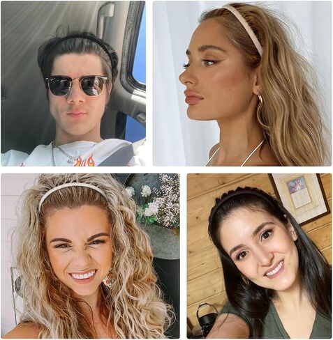 WOWOVOWOVO Thin Headbands for Women Girls Men Plastic Hairbands Fashion Non Slip Elastic Head Bands for Thick Hair Accessories (5 Packs) in Saudi Arabia