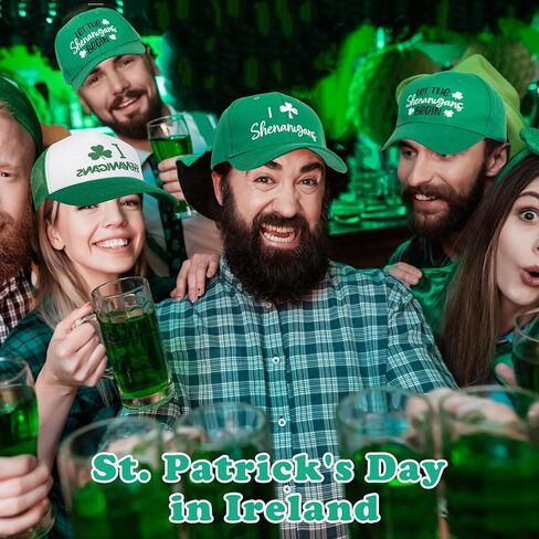 قبعة بيسبول قطنية خضراء قابلة للتعديل، قبعة بيسبول مطرزة لعيد القديس باتريك، قبعات سائقي الشاحنات الأيرلندية لاكي كلوفر للنساء والرجال in Kuwait