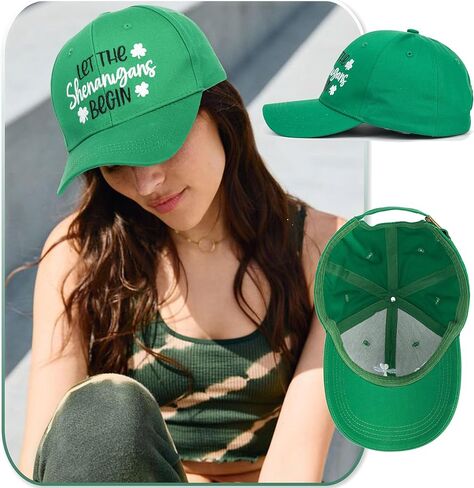 قبعة بيسبول قطنية خضراء قابلة للتعديل، قبعة بيسبول مطرزة لعيد القديس باتريك، قبعات سائقي الشاحنات الأيرلندية لاكي كلوفر للنساء والرجال in Kuwait