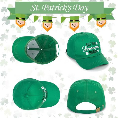 قبعة بيسبول قطنية خضراء قابلة للتعديل، قبعة بيسبول مطرزة لعيد القديس باتريك، قبعات سائقي الشاحنات الأيرلندية لاكي كلوفر للنساء والرجال in Kuwait