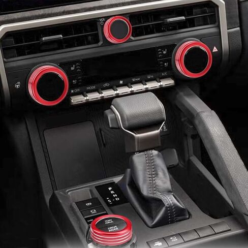Tocatus for 2024 Toyota Tacoma with 14 inch Screen AC Air Conditioning Switch Knobs Audio Dirve Button Ring, Red Aluminum 4pcs in Kuwait