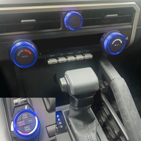 Tocatus for 2024 Toyota Tacoma with 14 inch Screen AC Air Conditioning Switch Knobs Audio Dirve Button Ring, Red Aluminum 4pcs in Saudi Arabia