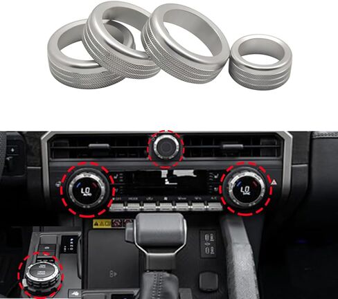 Tocatus for 2024 Toyota Tacoma with 14 inch Screen AC Air Conditioning Switch Knobs Audio Dirve Button Ring, Red Aluminum 4pcs in Saudi Arabia