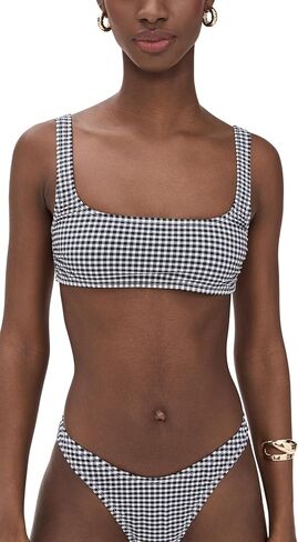 Good American Women's Gingham Square Neck Bikini Top in Saudi Arabia