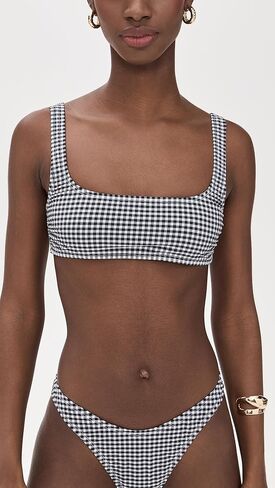 Good American Women's Gingham Square Neck Bikini Top in Saudi Arabia