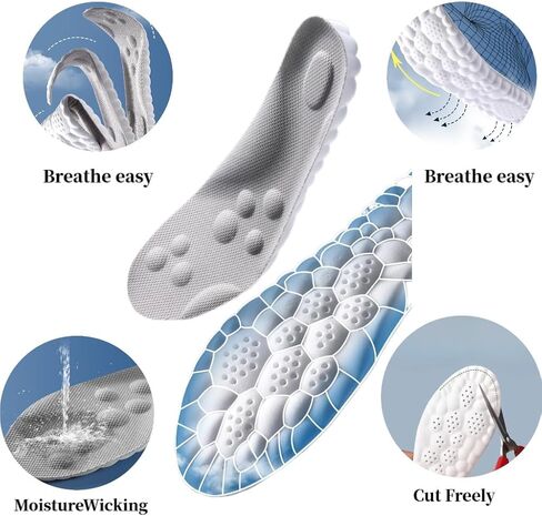 4D Cloud Technology Insole 4D Sports Memory Foam Insole, U-Shape Memory Foam Insole Ultra Soft Comfort Insole Soft Foot Protection Cloud Sense Insole (Orange, 7-10.5) in Saudi Arabia