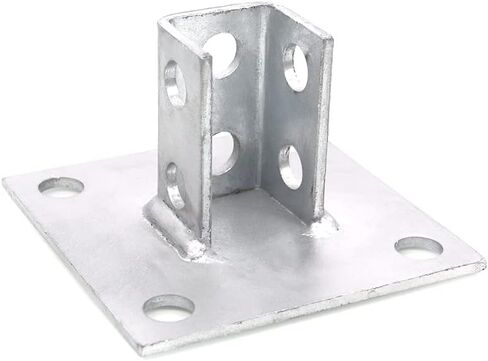 Post Base Channel 4 Hole Square, for 1-5/8" Single Strut Channel,Side Orientation - 6-inch x 6-inch Base,Heavy Duty Black Powder-Coated,1 PCS(Black) in Saudi Arabia