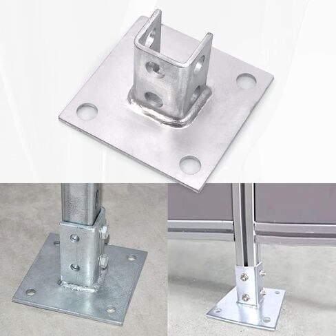 Post Base Channel 4 Hole Square, for 1-5/8" Single Strut Channel,Side Orientation - 6-inch x 6-inch Base,Heavy Duty Black Powder-Coated,1 PCS(Black) in Saudi Arabia