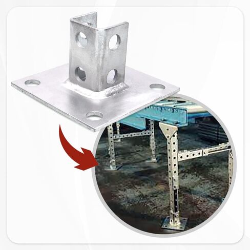 Post Base Channel 4 Hole Square, for 1-5/8" Single Strut Channel,Side Orientation - 6-inch x 6-inch Base,Heavy Duty Black Powder-Coated,1 PCS(Black) in Saudi Arabia