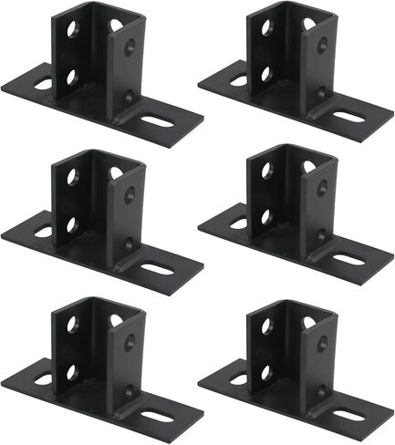 Post Base Channel 4 Hole Square, for 1-5/8" Single Strut Channel,Side Orientation - 6-inch x 6-inch Base,Heavy Duty Black Powder-Coated,1 PCS(Black) in Saudi Arabia
