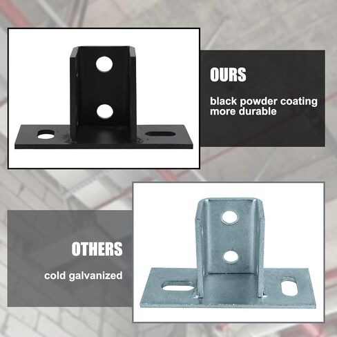 Post Base Channel 4 Hole Square, for 1-5/8" Single Strut Channel,Side Orientation - 6-inch x 6-inch Base,Heavy Duty Black Powder-Coated,1 PCS(Black) in Saudi Arabia