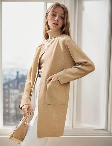Gothden Women's Casual Open Front Cardigans Long Knit Sweaters Coat with Pockets in Saudi Arabia