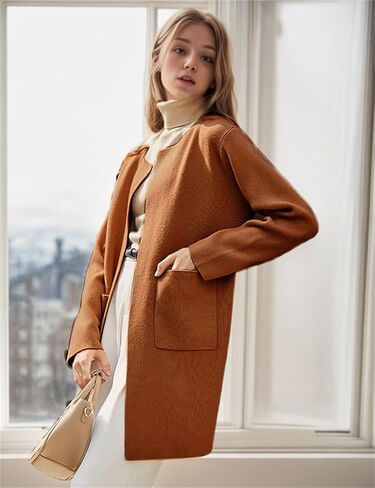 Gothden Women's Casual Open Front Cardigans Long Knit Sweaters Coat with Pockets in Saudi Arabia
