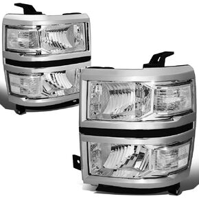 DNA MOTORING Pair OE Style Headlights Compatible with 14-15 Chevy Silverado 1500, Black Housing/Clear Lens/Amber Reflector, HL-OH-CSIL14-BK-AM-B