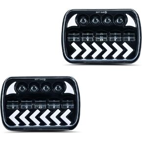 2pcs 7" X 6" Square White & Amber Headlights Turn Signal HI/LO Beam DRL Daytime Running Lights Compatible With Jeep Cherokee XJ Wrangler YJ Comanche MJ Toyota MR2/Celica/Supra/Tacoma