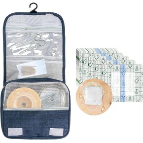 Ostomy Colostomy Travel Bag Hanging Ostomy Supplies Bags for Ostomy Colostomy Foley Catheter + 25 Pcs Waterproof Ostomy Shower Cover 8"x8"