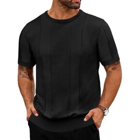 سترة Beotyshow للرجال بياقة دائرية وأكمام قصيرة كاجوال أساسية بلوفر محبوك سادة in Kuwait