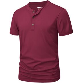 MAGNIVIT Men's Short Sleeve Henley Shirts Cotton Summer Casual T-Shirts Solid Color Soft Basic Tops with 3 Buttons