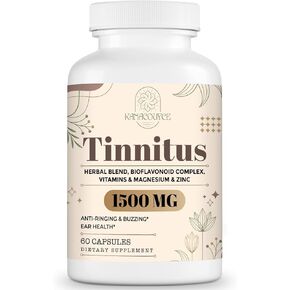1500MG Tinnitus for Ringing Ears, Tinnitus Supplemen, 60 Capsules