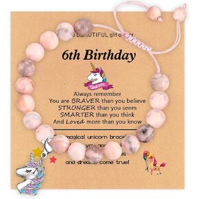 4th 5th 6th 7th 8th 9th 10th 11th 12th Birthday Gift for Her Natural Stone Unicorn Bracelet Birthday Bracelet for Girlfriend Daughter Sister Granddaughter Niece Mom Wife Grandma Aunt Friend