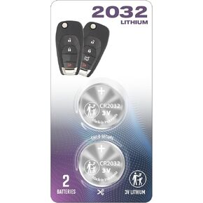 (2 Pack) CR2032 2032 Remote FLIP Key Battery OEM for 2016-2021+ Compatible with Chevrolet Chevy Cruze Sonic Trax Spark Trailblazer Flip Key Remote Fob (with FCC ID: LXP-T004 or LXP-T003)