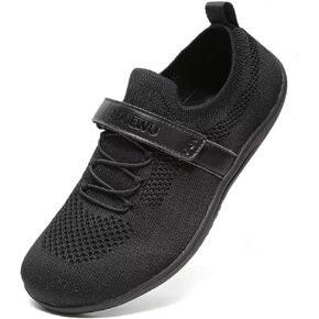 Women’s Wide Toe Walking Shoes Casual Tennis Gym Athletic Flats Slip-on Sneakers with Hook and Loop Strap