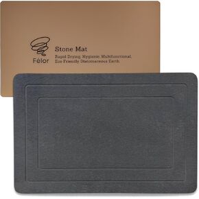 Multipurpose Stone Bath Mat for Bathroom Large Diatomite Stone Drying Mat for Shower, Bathroom and Kitchen Counter, Non-Slip, Super Absorbent, Quick Dry Modern Design Bathroom Floor Mat 23.6"x15.4"