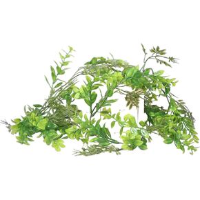 6 Foot Boxwood Garland Handcrafted Greenery Vine Hanging Garland for Wall Decoration Indoor Outdoor Wedding Backdrop Arch Window Television Table Decor