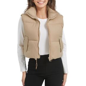 COZYPOIN Cropped Puffer Vest Womens Stand Collar Sleeveless Lightweight Padded Jacket Winter Warm Down Vests Jacket