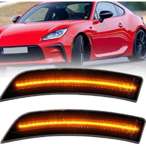 NJSBYL Amber LED GR86 Side Marker Lights Assembly for 2022 2023 Toyota GR86 Subaru BRZ Left Driver Right Passenger Side Bumper Marker Light Turn Signal Lamps Smoked Lens OEM# 84411CC000 SU00309624
