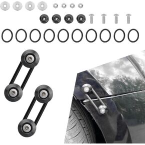 26 PCS Car Front Rear Bumper Hatch Fixing Buckle Kit, Quick Release Tab + Stainless Steel Quick Release Encircling Screw + Nut + Washer + O-Ring, Vehicle Repair Accessories, for Cars (Black)
