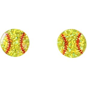 Creative Ball Sports Shiny Stud Earrings Glitter Acrylic Volleyball Baseball American Football Basketball Ball Game Stud Earrings for Women