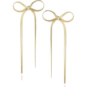 Bow Hoop Earrings for Women Gold/Silver Bow Statement Tassel Rhinestone Earrings Jewelry Gifts