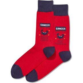 Hot Sox Mens Cancer Zodiac Crew Socks, Mens Shoe Size 6-12.5, Red
