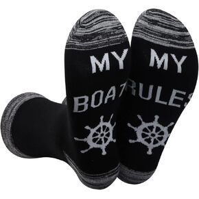 PWHAOO 1 Pair Boat Captain Gift Boating Socks Boater Gift My Boat My Rules Socks Boat Owner Gift