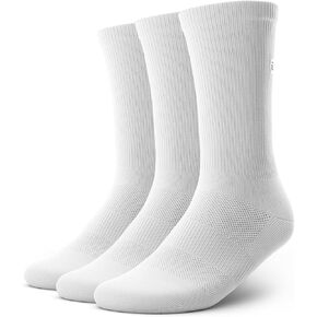 Outway Flagship White Crew Socks, Moisture-Wicking Athletic Calf Socks - 3 Pack